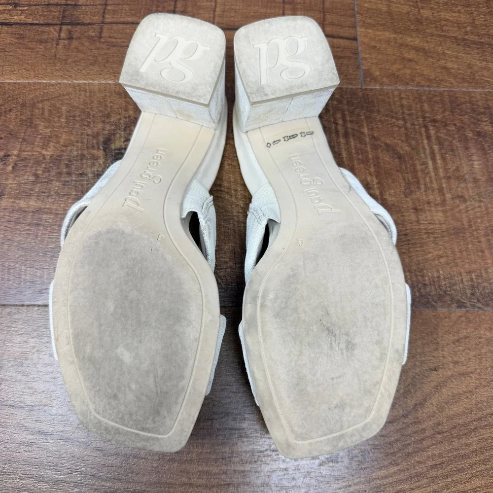 Paul Green Lauren Sandal-Mineral Metallic-Suede Cross Strap Block Heel Sz4/US6.5